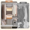 image:imageSTORAGE MANIAC 2Tier Hanging Closet Organizer Fabric Storage Baskets with Hooks Closet Shelves for Dorm Room Apartment Bedroom Garment Rack amp Wardrobe IvoryBeige