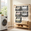 image:imageSTORAGE MANIAC 3 Tier Hanging Closet Organizer with Mesh Baskets Clothes Hanging Shelves Foldable Stackable Storage SpaceSaving Collapsible Basket with Hooks for RV Dorm Bedroom College Black3 Tier
