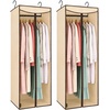 image:imageSTORAGE MANIAC Garment Bags for Hanging Clothes 57Inch Beige 2Pack  Hanging Garment Bags with Zipper Clear Window Dustproof Clothes Protector for Closet Storage Fits Long Dresses amp CoatsBeige