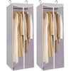 image:imageSTORAGE MANIAC Garment Bags for Hanging Clothes 57Inch Beige 2Pack  Hanging Garment Bags with Zipper Clear Window Dustproof Clothes Protector for Closet Storage Fits Long Dresses amp CoatsGrey