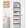image:imageSTORAGE MANIAC Over the Door Organizer 6Shelf Closet Hanging Storage with 14 Mesh Pockets 66lbs Capacity Clear Deep Pockets Behind Door Storage for Nursery Bathroom Bedroom 1 Pack Oat BeigeGrey