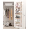 image:imageSTORAGE MANIAC Over the Door Organizer 6Shelf Closet Hanging Storage with 14 Mesh Pockets 66lbs Capacity Clear Deep Pockets Behind Door Storage for Nursery Bathroom Bedroom 1 Pack Oat BeigeOat Beige