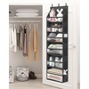 image:imageSTORAGE MANIAC Over the Door Organizer 6Shelf Closet Hanging Storage with 14 Mesh Pockets 66lbs Capacity Clear Deep Pockets Behind Door Storage for Nursery Bathroom Bedroom 1 Pack Oat BeigeBlack