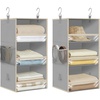 image:imageSTORAGE MANIAC 6Shelf Hanging Closet Organizer and Storage 2 Separable 3Shelf Haning Organizers for Closet Collapsible Hanging Shelves Wardrobe Organization College Dorm Room Nursery BeigeGrey