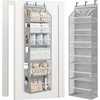 image:imageSTORAGE MANIAC Over the Door Organizer 6Shelf Closet Hanging Storage with 14 Mesh Pockets 66lbs Capacity Clear Deep Pockets Behind Door Storage for Nursery Bathroom Bedroom 1 Pack Oat BeigeGrey