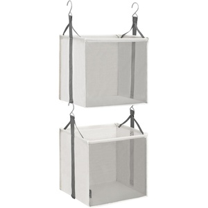image:imageSTORAGE MANIAC 2Tier Hanging Closet Organizer Fabric Storage Baskets with Hooks Closet Shelves for Dorm Room Apartment Bedroom Garment Rack amp Wardrobe IvoryIvory