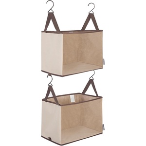 image:imageSTORAGE MANIAC 2Tier Hanging Closet Organizer Fabric Storage Baskets with Hooks Closet Shelves for Dorm Room Apartment Bedroom Garment Rack amp Wardrobe IvoryBeige