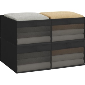 image:imageSTORAGE MANIAC 6 Pack Storage Bins with Clear Window Storage Boxes for Shelves Sturdy Foldable Closet Organization Fabric Shelf Basket for Towel Book Jeans Offices Dorm Wardrobe BlackBlack