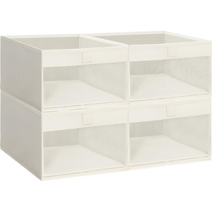 image:imageSTORAGE MANIAC 6 Pack Storage Bins with Clear Window Storage Boxes for Shelves Sturdy Foldable Closet Organization Fabric Shelf Basket for Towel Book Jeans Offices Dorm Wardrobe BlackBeige