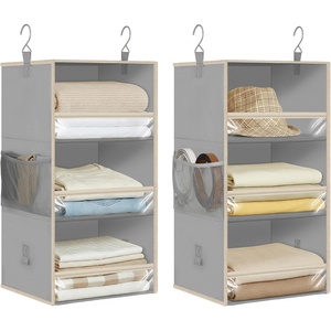 image:imageSTORAGE MANIAC 6Shelf Hanging Closet Organizer and Storage 2 Separable 3Shelf Haning Organizers for Closet Collapsible Hanging Shelves Wardrobe Organization College Dorm Room Nursery BeigeGrey