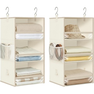 image:imageSTORAGE MANIAC 6Shelf Hanging Closet Organizer and Storage 2 Separable 3Shelf Haning Organizers for Closet Collapsible Hanging Shelves Wardrobe Organization College Dorm Room Nursery BeigeBeige
