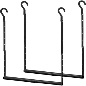 image:imageSTORAGE MANIAC Adjustable Closet Rod for Hanging Clothes 1 Pack White  Expandable 179297 HeavyDuty Metal Closet Hanging Rod with 9 Height Adjustments SpaceSaving Double Closet Organizer2 Pack Black