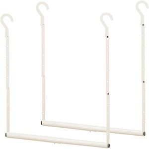 image:imageSTORAGE MANIAC Adjustable Closet Rod for Hanging Clothes 1 Pack White  Expandable 179297 HeavyDuty Metal Closet Hanging Rod with 9 Height Adjustments SpaceSaving Double Closet Organizer2 Pack White