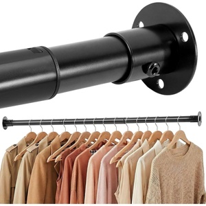 image:imageSTORAGE MANIAC Closet Rods for Hanging Clothes 175 to 897 Inches Heavy Duty Stepless Adjustable Closet Hanging Rod 12 Inch Diameter Metal Closet Rod for Wardrobe Bathroom Bedroom Laundry RV BlackBlack