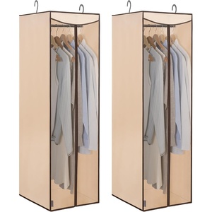image:imageSTORAGE MANIAC Garment Bags for Hanging Clothes 57Inch Beige 2Pack  Hanging Garment Bags with Zipper Clear Window Dustproof Clothes Protector for Closet Storage Fits Long Dresses amp CoatsBeige