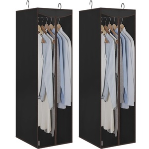 image:imageSTORAGE MANIAC Garment Bags for Hanging Clothes 57Inch Beige 2Pack  Hanging Garment Bags with Zipper Clear Window Dustproof Clothes Protector for Closet Storage Fits Long Dresses amp CoatsBlack