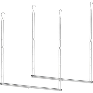 image:imageSTORAGE MANIAC Hanging Closet Rod Adjustable Width and Height Closet Hanging Organizer SpaceSaving Clothes Hanging Bar Closet Extender Hanging Rod Double Closet Hanging Rod 1 Pack Black2 Pack Chrome