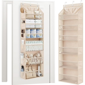 image:imageSTORAGE MANIAC Over the Door Organizer 6Shelf Closet Hanging Storage with 14 Mesh Pockets 66lbs Capacity Clear Deep Pockets Behind Door Storage for Nursery Bathroom Bedroom 1 Pack Oat BeigeOat Beige