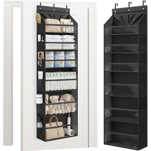 image:imageSTORAGE MANIAC Over the Door Organizer 6Shelf Closet Hanging Storage with 14 Mesh Pockets 66lbs Capacity Clear Deep Pockets Behind Door Storage for Nursery Bathroom Bedroom 1 Pack Oat BeigeBlack