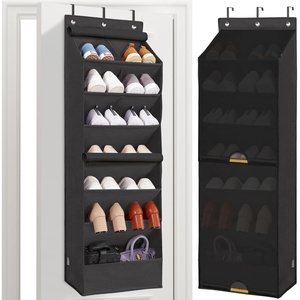 image:imageSTORAGE MANIAC Over the Door Shoe Organizer with Curtain Dustproof HeavyDuty Large Deep Pocket Hanging Shoe Organizer for Closet Dorm amp Narrow Door Storage Shoe Holder Shoe Rack 9Shelf Black 1 PackBlack