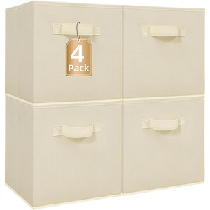 image:imageSTORAGE MANIAC Storage Cubes 11 Inch Collapsible Storage Bins with Handles 10 Pack Fabric Foldable Bins for Organization Durable Storage Bins for Closet Shelves Offices 10Pack GreyBeige4 Pack