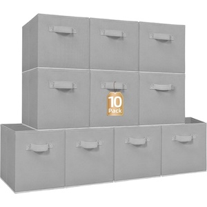 image:imageSTORAGE MANIAC Storage Cubes 11 Inch Collapsible Storage Bins with Handles 10 Pack Fabric Foldable Bins for Organization Durable Storage Bins for Closet Shelves Offices 10Pack GreyGrey10 Pack