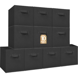 image:imageSTORAGE MANIAC Storage Cubes 11 Inch Collapsible Storage Bins with Handles 10 Pack Fabric Foldable Bins for Organization Durable Storage Bins for Closet Shelves Offices 10Pack GreyBlack10 Pack