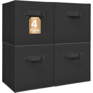 image:imageSTORAGE MANIAC Storage Cubes 11 Inch Collapsible Storage Bins with Handles 10 Pack Fabric Foldable Bins for Organization Durable Storage Bins for Closet Shelves Offices 10Pack GreyBlack4 Pack