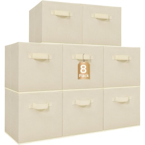 image:imageSTORAGE MANIAC Storage Cubes 11 Inch Collapsible Storage Bins with Handles 10 Pack Fabric Foldable Bins for Organization Durable Storage Bins for Closet Shelves Offices 10Pack GreyBeige8 Pack